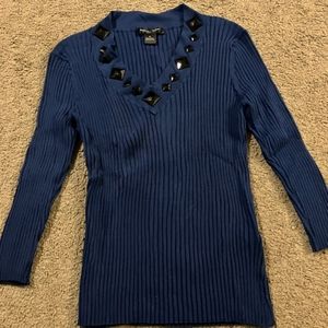 August Silk Ribbed Sweater with Gems